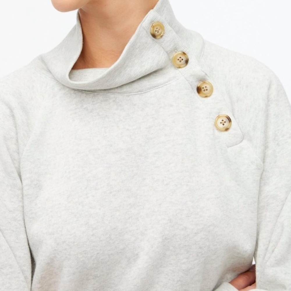 J-Crew Wide Button Collar Tunic Sweatshirt in Grey